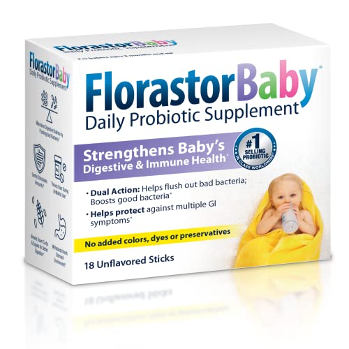 Florastor Baby Daily Probiotic Supplement, Powder Mixes with Milk, Formula or Soft Foods, Saccharomyces Boulardii CNCM I-745 (18 Powder Sticks)