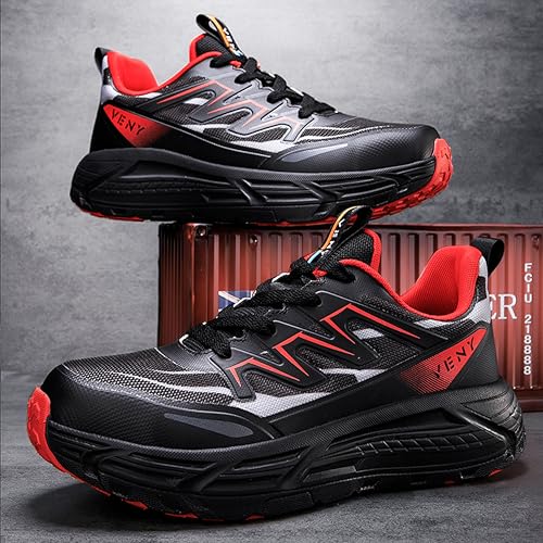 Image of Work Safety Shoes Non-Slip Breathable Lightweight Steel Toe Industrial Construction Warehouse Sneakers