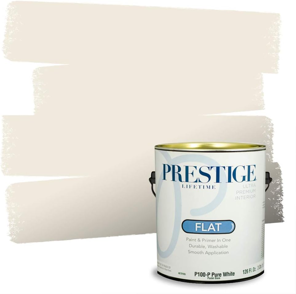 PRESTIGE Paints Interior Paint and Primer In One, 1-Gallon, Flat, Comparable Match of Sherwin Williams* Dover White*