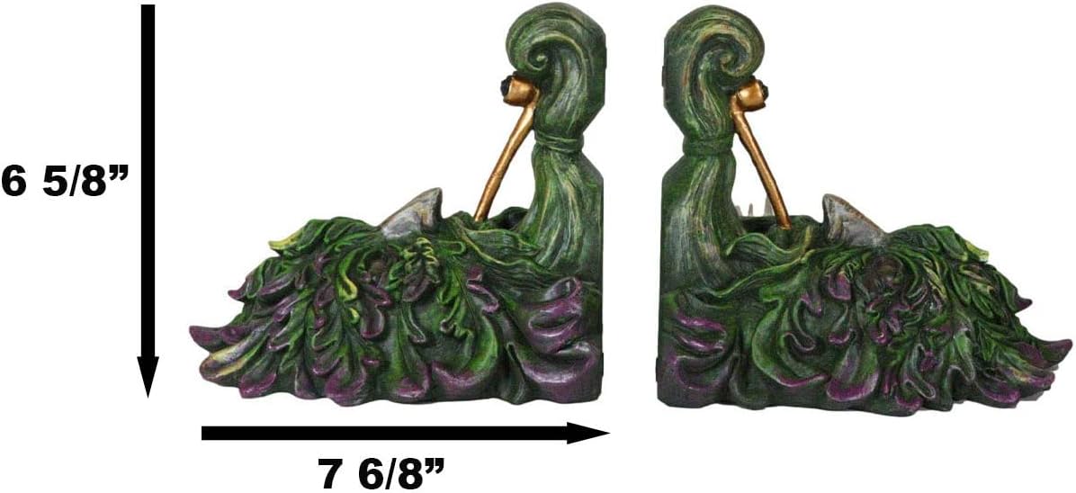 Ebros Gift Mythical Forest Tree Spirit Ent Celtic Greenman with Cigar Pipes Decorative Bookends Figurine Pair Set Wicca Horned God Sculptural Bookend Library Bookshelf Accent