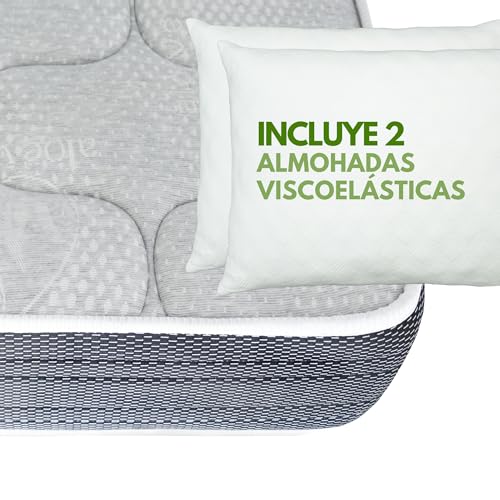 PortgualFlex - Colchón Ortopédico Super Especial, 20 cm Altura - Colchón Firmeza Media Alta con Espuma de Alta Densidad, Antiácaros, Acolchado Aloe Vera - Confort para un Sueño Reparador (183x133)