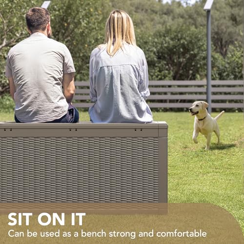 Image of Devoko 100 Gallon Waterproof Deck Box, Resin Large Outdoor Storage Box
