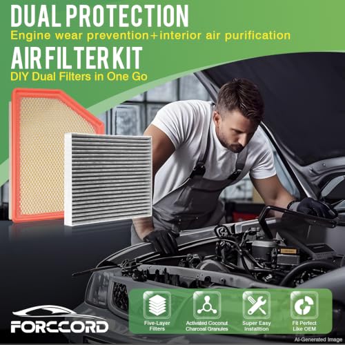 Image of Cabin Engine Air Filter Kit for Silverado 2500HD /3500HD 20-26 6.6L Duramax | for GMC Sierra 2500HD /3500HD 2020-2026 (6.6L Duramax), Replace#CF11966 84554703, Air Filter Combo Replacement Car Accessories