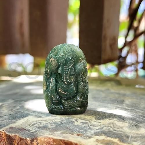 Image of Soulwise Emerald Gemstone Ganesha Idol - 92 Carats, 4 cm | Hand-Carved Natural Panna Ganesh Statue for Wisdom, Success & Emotional Healing.