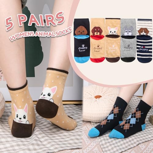 Image of Chalier Womens Funny Socks Cozy Cute Printed Patterned Fun Socks Novelty Cat Dog Socks for Women