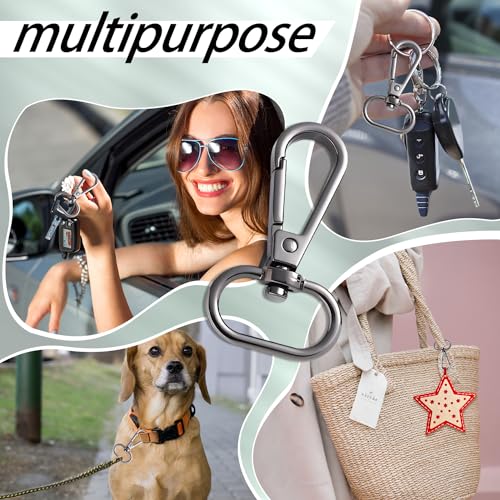 12 Stück drehbare Karabinerhaken Schlüsselanhänger-Clip Schlüsselband Karabinerhaken Schlüsselanhänger-Clip drehbarer Klauenverschluss Metall-Schlüsselanhänger(schwarz)