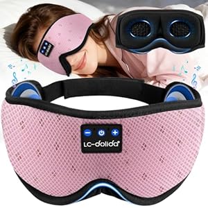 LC-dolida Schlafmaske mit Kopfhörer Bluetooth V5.4, Ultraweiche 3D Schlafkopfhörer Kopfhörer zum Schlafen für Frauen Herren, Augenmaske Schlafbrille mit Mikrofon für Reisen/Nickerchen/Yoga/Medi...