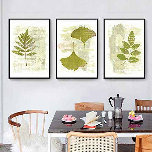Tableau canvas vert nordique 50x70 cm triptyque vintage salon