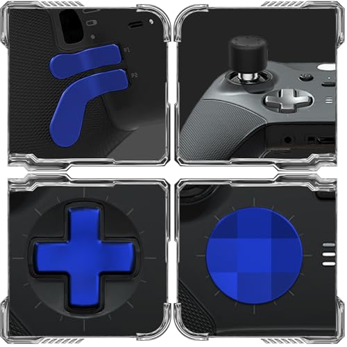 Image of CHARM FOCUS 16-in-1 Metal Thumbsticks Replacement Kits for Xbox Elite Series 2, Xbox Elite 2 Controller Accessories, Includes Magnetic Joysticks, Paddles, Silicone Caps, D-Pads, 1 Tool (Blue)