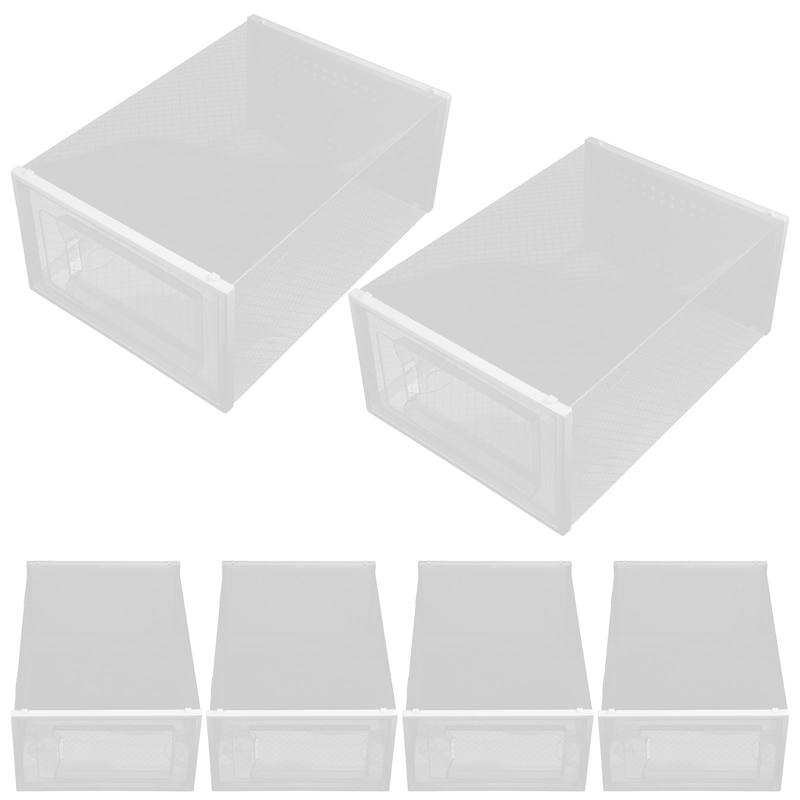 6 Pezzi Scatola Scarpe Trasparente Impilabile Pp, Design a Cassetto | Visibilità Chiara, Uso Versatile, Storage Ordinato, Stile Raffinato e Delicato per Gestione Pulita