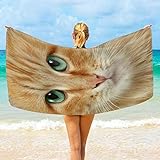RUiillg Strandtücher,Rote Katze Größe Saunatuch Schnelltrocknend Wasseraufnahme Extra Microfiber Tragbar Sand Proof Ultralight Perfekt Als,Reisetuch,Strandtuch,Badetuch,Picknick Decke
