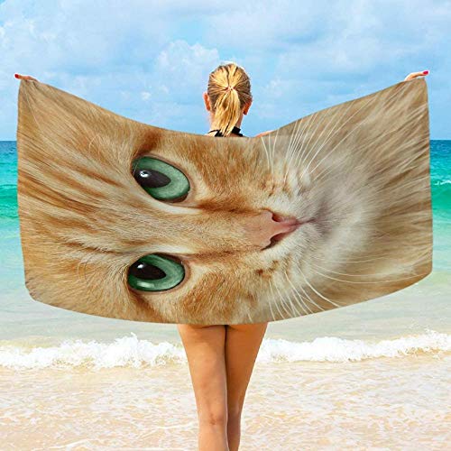 RUiillg Strandtücher,Rote Katze Größe Saunatuch Schnelltrocknend Wasseraufnahme Extra Microfiber Tragbar Sand Proof Ultralight Perfekt Als,Reisetuch,Strandtuch,Badetuch,Picknick Decke