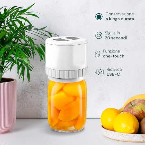Sigillatore Sottovuoto Ricaricabile Per Vasetti In Vetro Con Coperchi Inclusi - 2