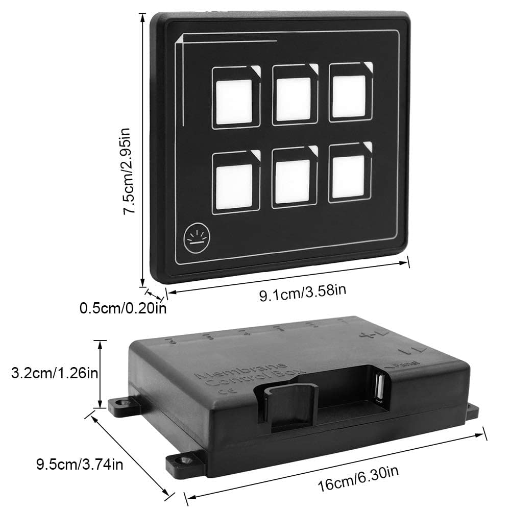 FOOJo Interruptor de Panel táctil, 12-24V Coche Universal 6P LED Interruptor de Panel de Control de Membrana táctil Accesorio electrónico