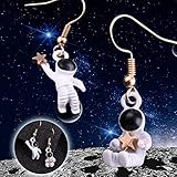 wrtgerht Weltraum-Astronauten-Ohrringe Asymmetrische Linke und rechte Ohrringe Astronauten-Stern-Ohrringe Split-Ohrringe for Frauen Weihnachten