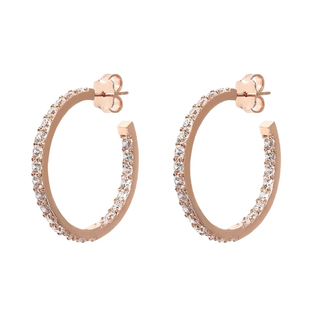 BRONZALLURE Orecchini Donna placcati Oro 18k – Orecchini a Cerchio Anallergici con Cubic Zirconia – Gioielli Made in Italy – Idea Regalo Compleanni, Anniversari, Festa Donna, Festa Mamma