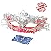 Masquerade Masks, Cozypony Lacer Cut Luxury Princess Venetian Ball Masks with Rhinestone for Halloween Mardi Gras Party or Wedding (One Size, Silver+Pink)
