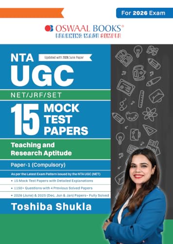 Image of Oswaal NTA UGC NET / JRF / SET Paper-1 | 15 Mock Test Papers | Teaching & Research Aptitude (Compulsory) | (For 2026 Exam)