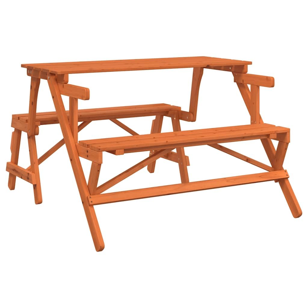 Tavolo da picnic pieghevole 2 in 1 con panche in legno di abete massello trasformabile in panca da giardino con schienale per terrazze e giardini