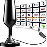 DGUPSP Antenne TV Intérieure Puissante TNT HD, 2026 Le Plus récent Antenne TV Intérieur avec Amplificateur de Signal à Gain Élevé, Réception Longue Portée à 360° avec Base Magnétique