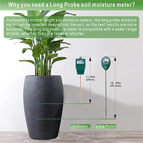 Xlux T9178-001 Long Probe Deep Use Soil Moisture Meter, Water Monitor Indicator Sensor, Hygrometer For Outdoor Indoor Large Pot Plants, Flower, Gardening thumb #1