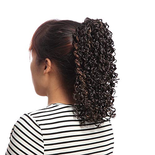 NFACE Synthetic African American Afro Kinky Curly Puff Drawstring Ponytail Wig Afro Black Hairpiece Extension for Black women Girls Kids Children Chignon Hairpiece Bun Updo Extension Brown Auburn 4/30