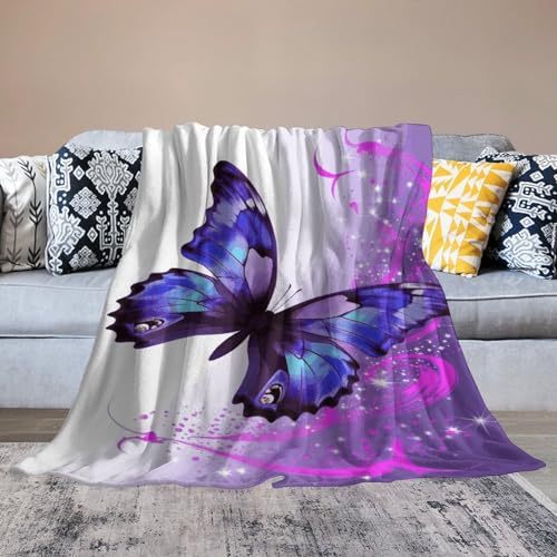 Couverture polaire violette imprimé papillon idée cadeau maison