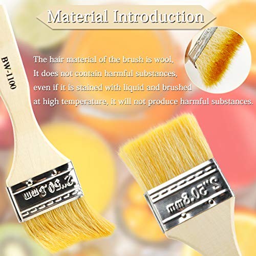 Pastry Brushes Basting Butter Brush With Soft Pure Wool Bristle And Solid Wood Handles For Grill Bbq Sauce Baking Kitchen Cooking Marinade Brushes(2 Inch,3 Inch,4 Inch, Set Of 3) #TOP2