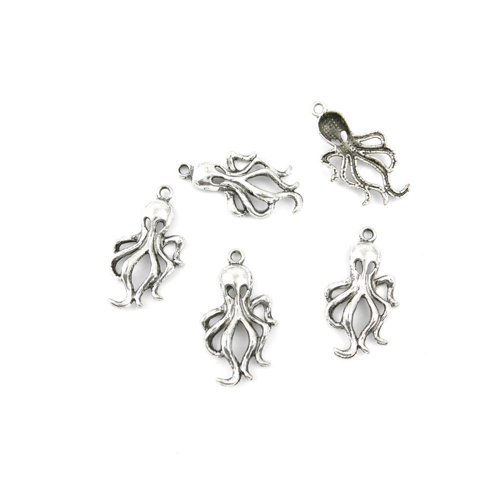Pulpo En Forma De Colgante De Plata Macizo Con Pedrería P69
