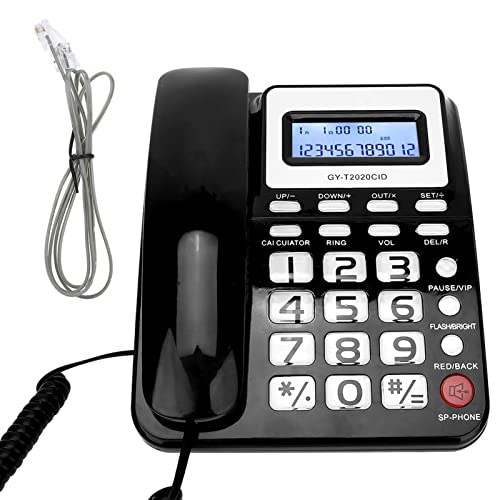 Téléphone Bureau à Domicile Filaire Noir Écran Identification Appel