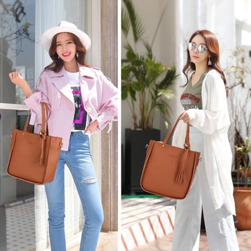 Set de 4 bolsos y carteras para mujer marrón miniatura 4