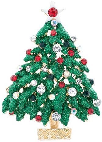 SEPBRIDALSRhinestone Crystals Xmas Christmas Tree Brooch Pin Broach for Women Xmas Gift P5287G