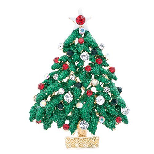 SEPBRIDALSRhinestone Crystals Xmas Christmas Tree Brooch Pin Broach for Women Xmas Gift P5287G