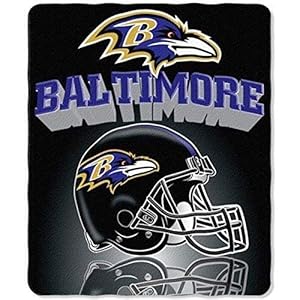 NFL Baltimore Ravens Gridiron Fleece Throw, Purple, 50″ x 60″