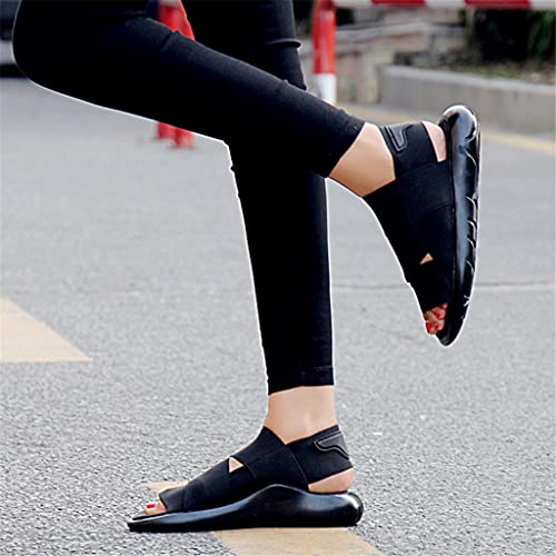 Sandals Outdoor Unisex Beach Sandals Fashion Flat Lovers Shoes(Black,7)3