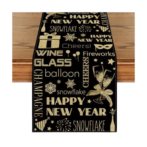   Artoid-Mode-Cheers-Firework-2025-Happy-New-Year-Motto-Table-Runner-Seasonal-Winter-Kitchen-Dining-Table-Decoration-for-Home-Party-Outdoor-13x72-Inch