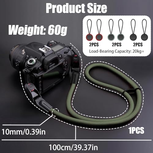 QMLING Camera Strap Quick Release, Climbing Rope Camera Strap, Camera Neck Shoulder Strap for SLR DSLR Digital Mirrorless Camera (Green)
