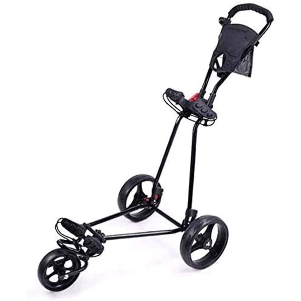 iumLeap Foldable Golf Pull Push Cart 3 Wheel Lightweight Folding Golf Trolley Golf Cart with Adjustable Push Handle Foot Brake Scoreboard Easy to Open/Close