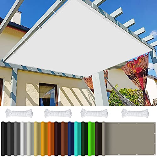 Toldo rectangular impermeable de 1,2 m para parque infantil, jardín, patio, camping, piscina, fiesta, color blanco, con cuerda