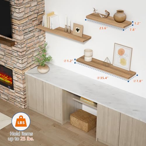 Elm Floating Shelves for Wall 36 Inch x 8 Deep, Long Wall Shelf for Bedroom - Image 2