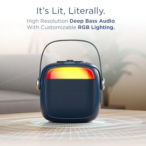 Image of Pebble Flare Portable Bluetooth Speaker with Deep Bass | TWS Pairing | RGB Lights | Auto Pairing | Compact Premium Design - Blue