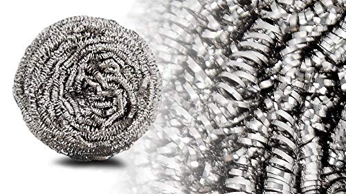 12Pcs Stainless Steel Scourer Scrub Pad With Plastic Handle Cleaning Brush Metal Scouring Pad Removes Grease, Oil And Dirt Stains From Pots, Dishes And Bakeware For Household Kitchen Restaurants #TOP2