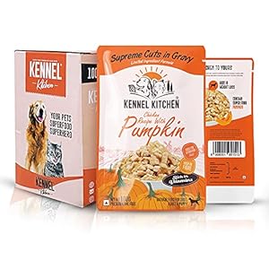 Kennel Kitchen Supreme Cuts in Gravy, Chicken Recipe with Pumpkin, 100g (Pack of 12) | Wet Dog Food Gravy for Adult & Puppy | Limited Ingredient Chunks High in Fibre & Good for Hydration
