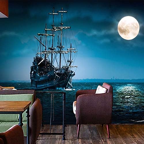 Amazon Xueshao カスタム壁画現代の3d夜景満月海船寝室オフィスリビングルームの壁紙コーヒーレストランの壁紙壁画 250x175cm 壁紙