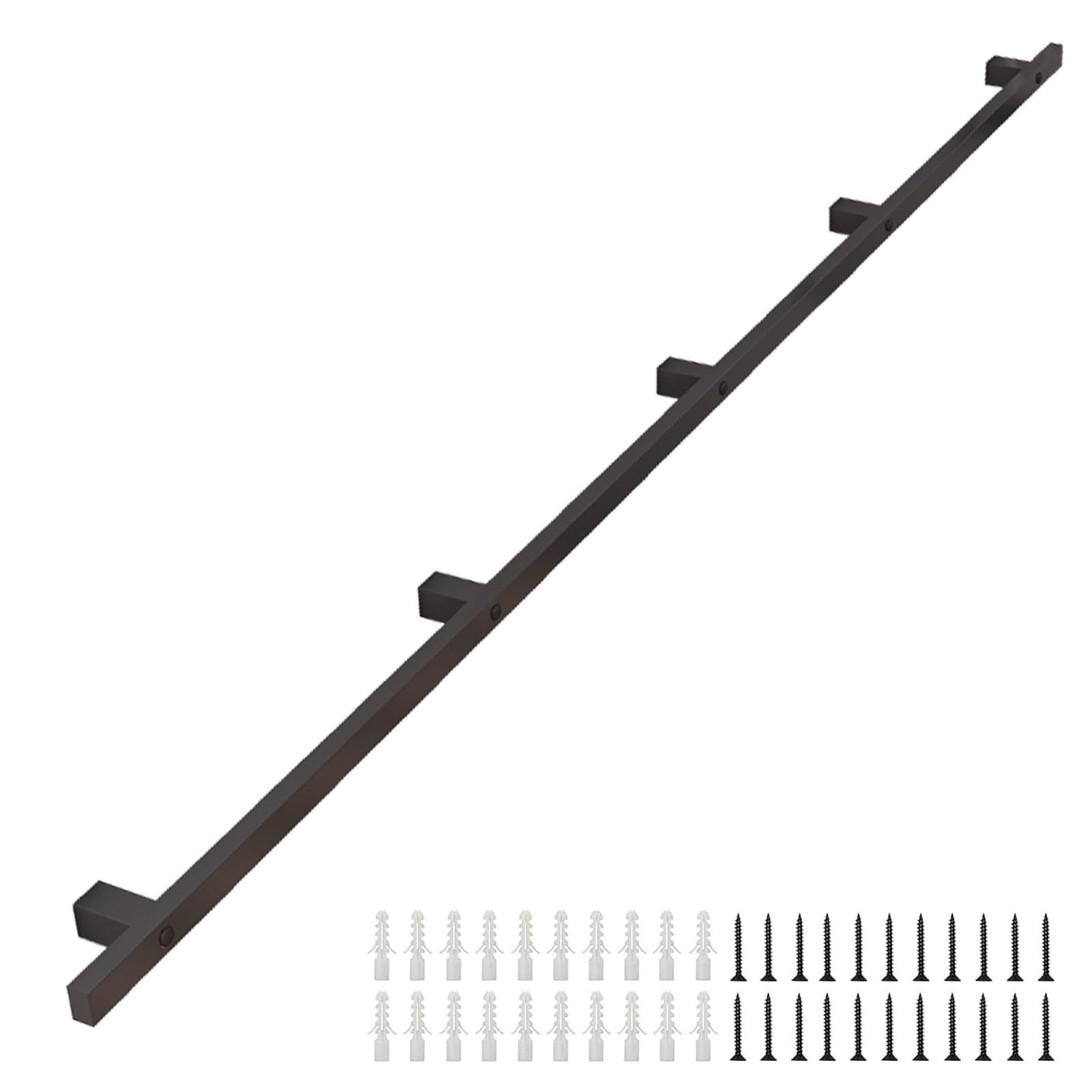 Drsyffsup One Color 90Cm 1M 1.5M 2.1M 3M 3.6M 4.5M Black Metal Hand Rails For Indoor Stairs And Outdoor Steps, Non-Slip Square Staircase Banister Handrail With Mounting Fittings(18Ft/540Cm)