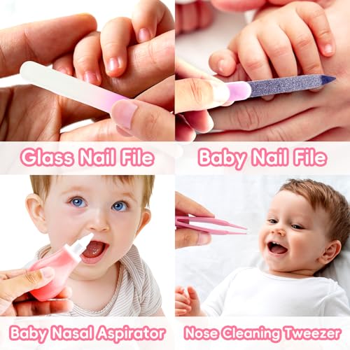 Baby-Grooming-Kit-Infant-Safety-Care-Set-with-Hair-Brush-Comb-Nail-Clipper-Nasal-AspiratorBaby-Essentials-Kit-for-Newborn-Girls-Boys-Pink-Baby-Grooming-kit