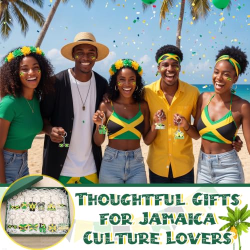 Image of Unittype 24 Pack Jamaica Souvenirs Gifts Jamaican Republic Metal Keychains