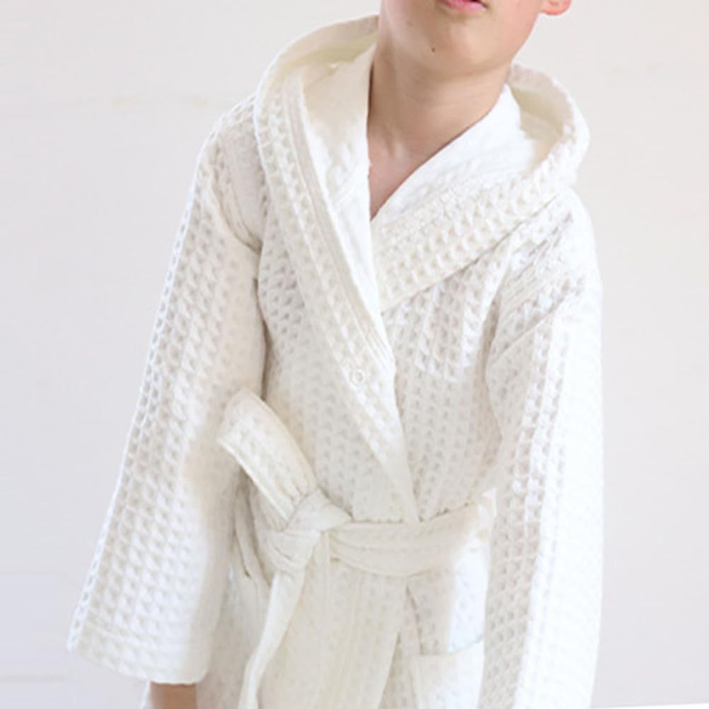 White Without Hood,M, Albornoz NiñO Albornoz NiñA Piscina Pijama Universal Suave,Transpirable,Absorbente Agua,Grueso,Doble Capa,con Capucha de AlgodóN,para NiñOs y NiñAs