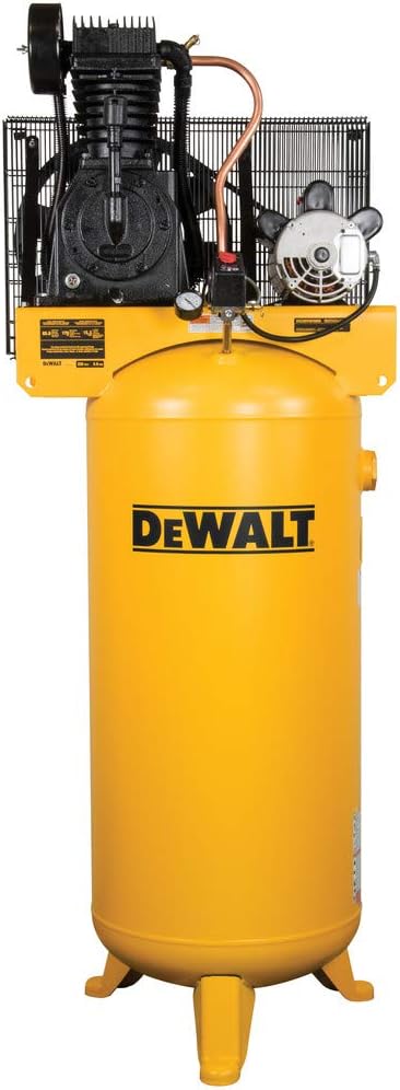 DEWALT 60 Gallon Stationary Vertical Air Compressor, 5 HP, OIL Lube, 230 Volt, 65 dB - Ideal Electric Air Compressor for home, tradesmen and industrial users.