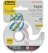 Scotch Create Double-Sided Permanent Tape, 1 Dispenser, 1/2 in x 300 in, Clear, Strong Double Sid...
